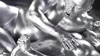 Asian Jock Covered In Paint And Banged